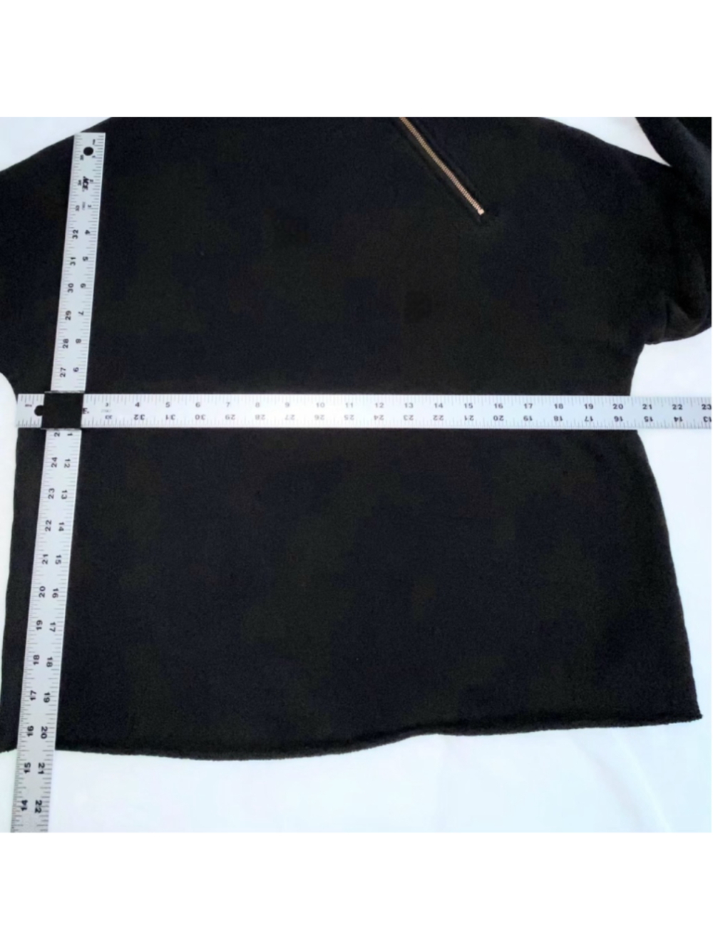 Lime & Vine Sweater Womens L Black Minimalist Mock Neck Side Zip Crop Pullover - Picture 4 of 4